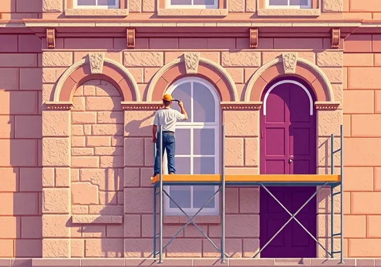 Ravalement de façade en pierre, nettoyage et application d'enduit