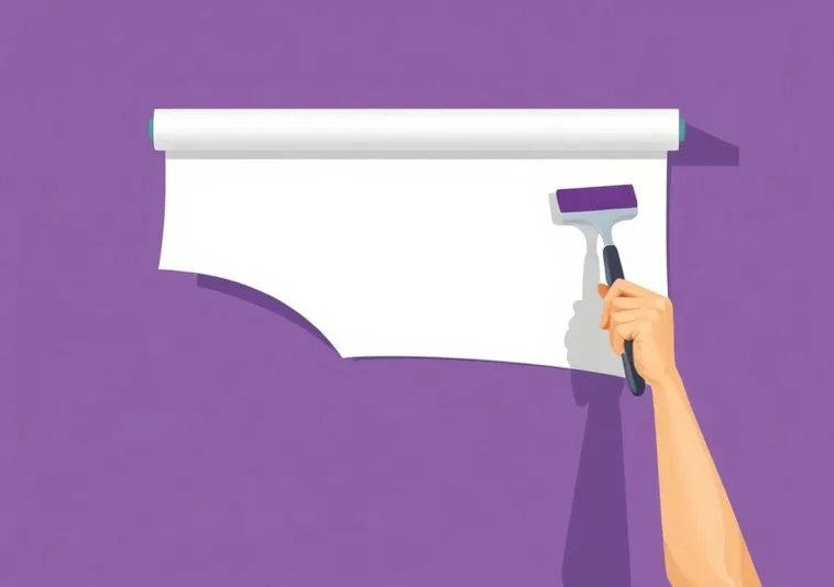 Pose de papier peint, rouleau et brosse à maroufler